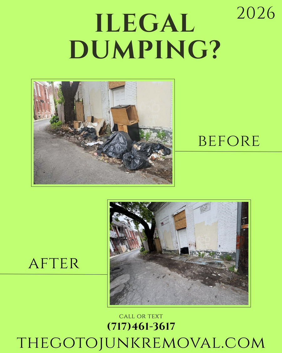Illegal Dumping Cleanup — before and after